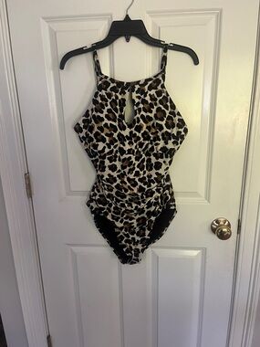Ellen Tracy leopard print one piece bathing suit